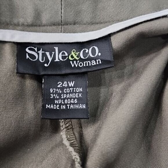Style & Co. Pants Olive Green High Rise Straight Leg Chino Women's 24 - Picture 7 of 8